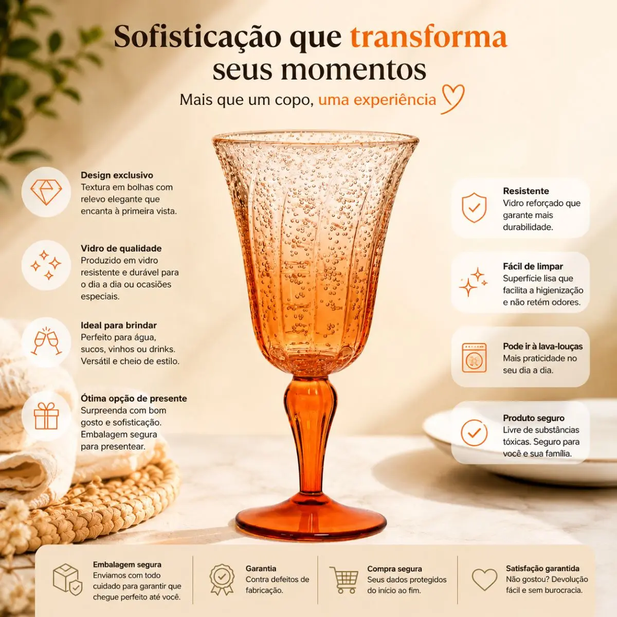 Taça de Acrílico 310ml com Detalhes em Bolhas Degradê