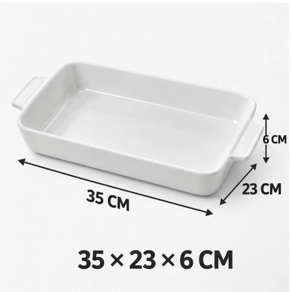 Conjunto 3 Refratários Retangulares de Porcelana Branca com Alças Basic Lyor
