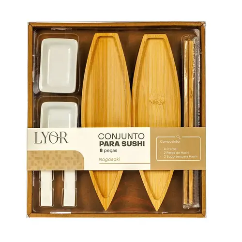 Kit para Sushi Nagasaki em Bambu 8 Peças