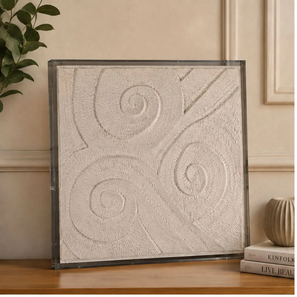 Quadro Decorativo CLOUD Off White 100x100cm Grande Moderno para Sala Quarto Hall Parede