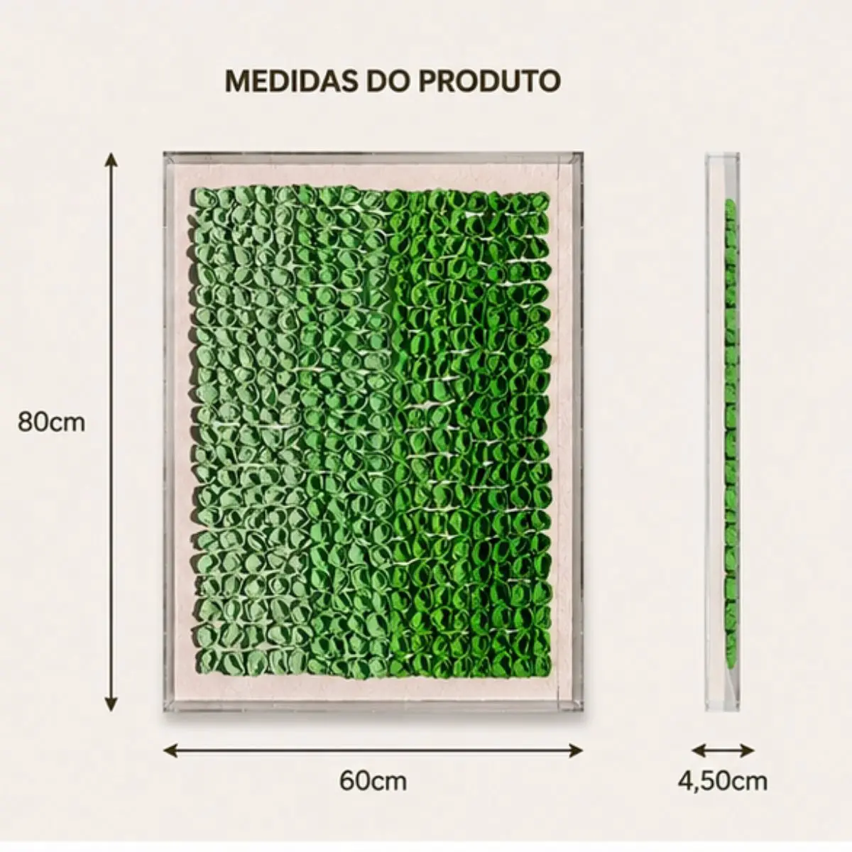 Quadro Decorativo Verde 80x60cm com Textura em Relevo para Sala e Ambientes