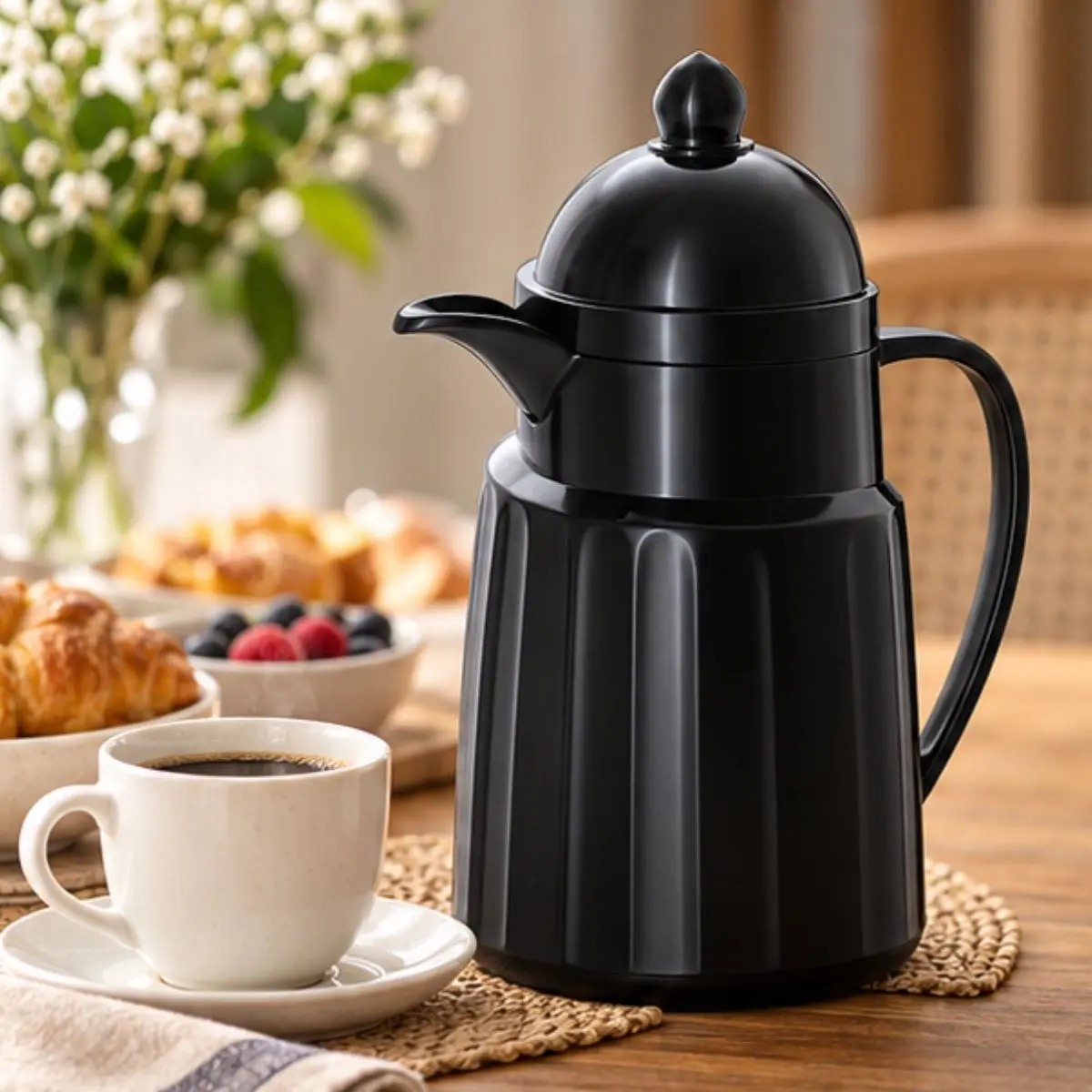 Garrafa Térmica de Plástico Essência Preta 300ml