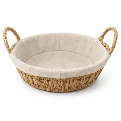 Cesta Organizadora Redonda em Papel Trançado com Alças e Forro 26,5x12cm