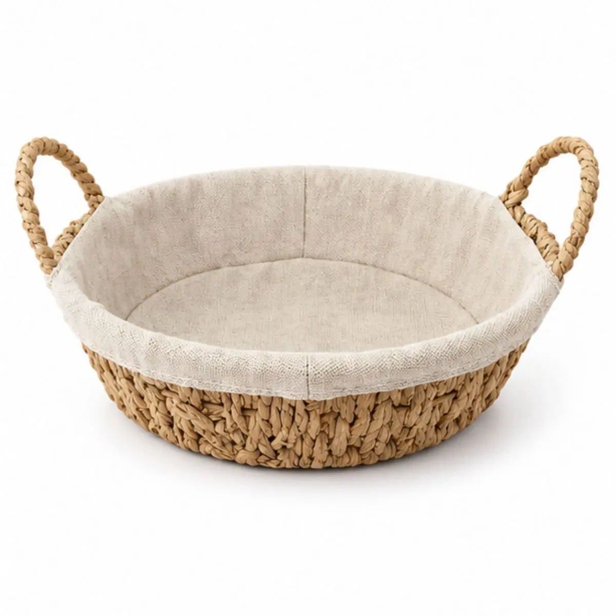 Cesta Organizadora Redonda em Papel Trançado com Alças e Forro 26,5x12cm