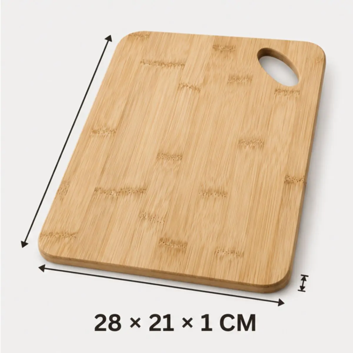 Tábua de Corte Retangular em Bambu com Alça 28x21x1cm