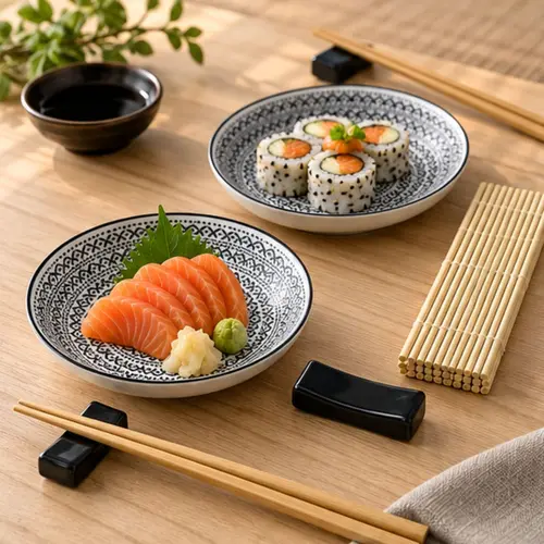 Conjunto para Sushi Sakai 8 Peças com Bambu e Porcelana Lyor