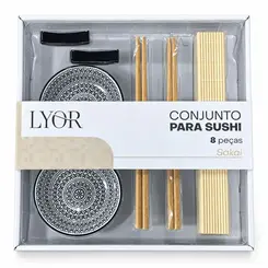 Conjunto para Sushi Sakai 8 Peças com Bambu e Porcelana Lyor