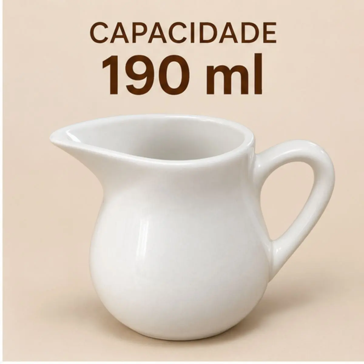 Leiteira de Porcelana Branca Clean com Alça e Bico 190ml