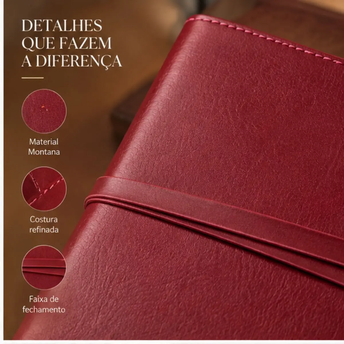 Caderno Medieval Montana Vermelho com Capa Decorativa 18 x 24 cm