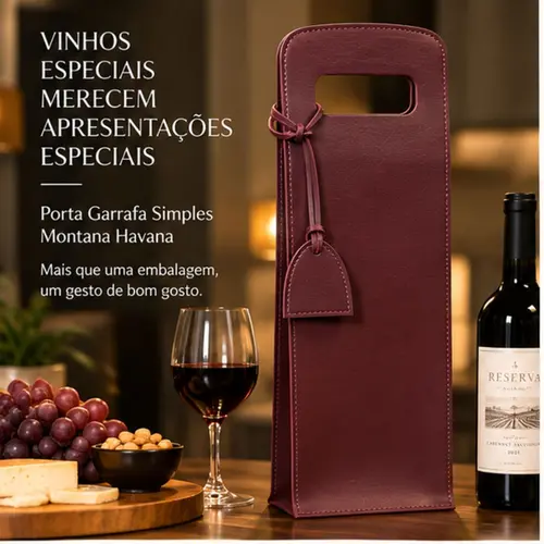 Porta-Garrafa Individual Montana Bordô com Alça 40 cm