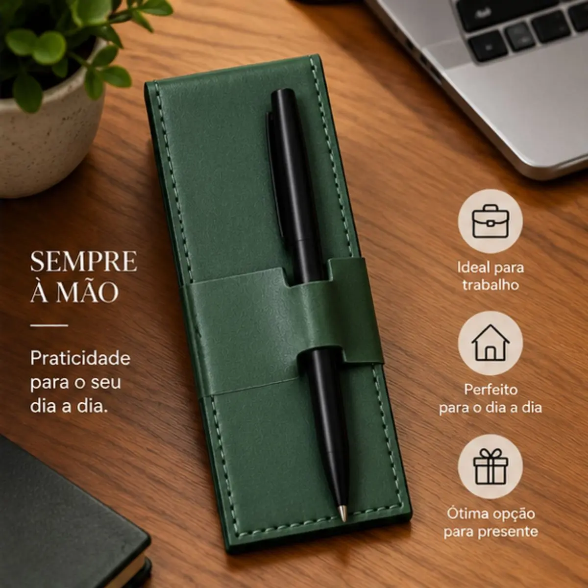 Bloco de Anotações Montana Verde-Musgo com Capa Decorativa 6x17cm