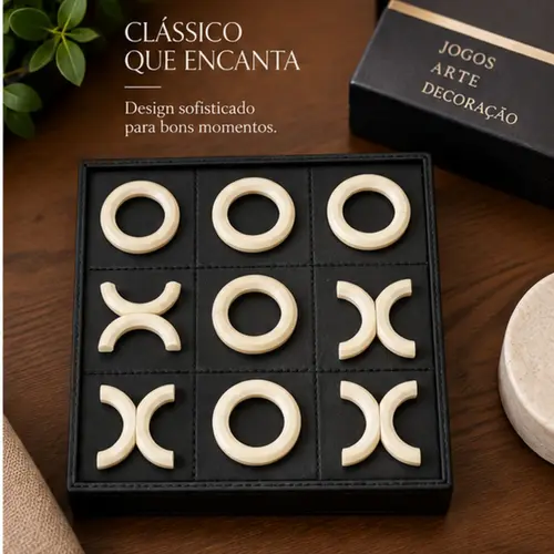 Jogo da Velha com Caixa em MDF Montana Preto Decorativo