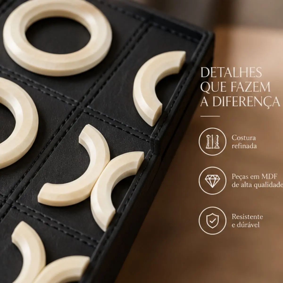 Jogo da Velha com Caixa em MDF Montana Preto Decorativo