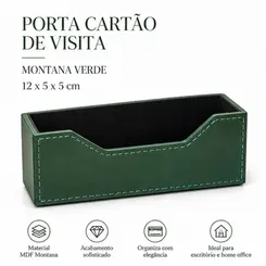 Porta-Cartão de Visita em MDF Montana Verde-Musgo 12x5x5 cm
