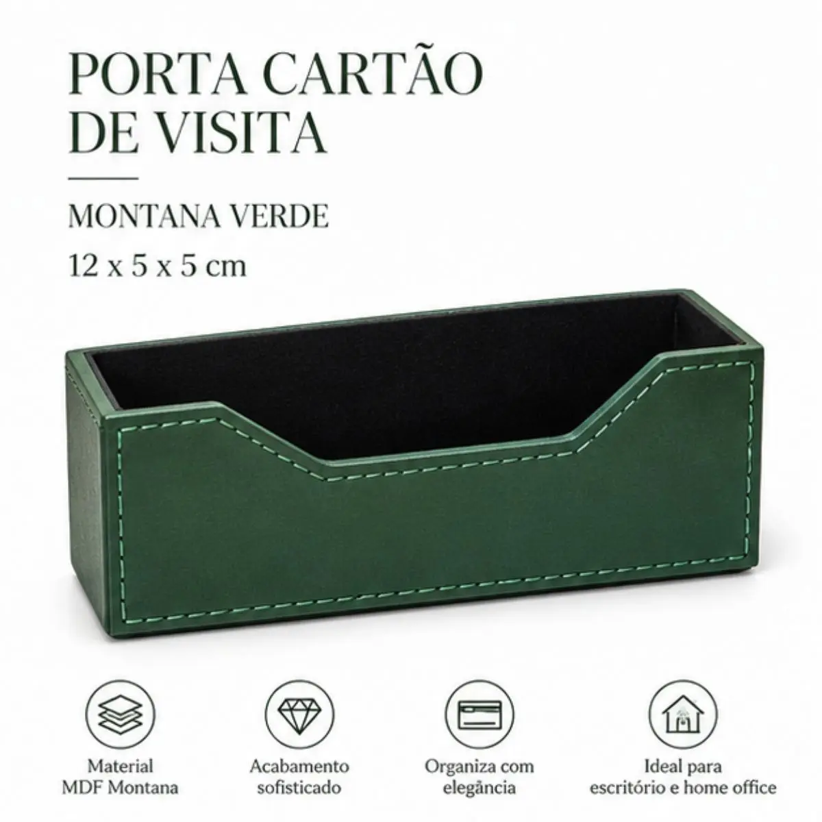 Porta-Cartão de Visita em MDF Montana Verde-Musgo 12x5x5 cm