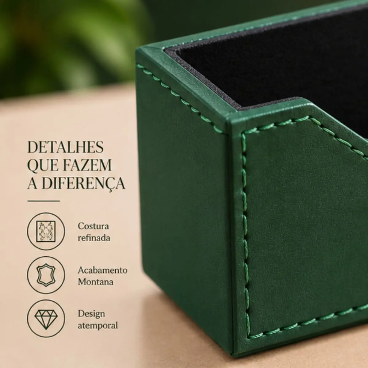 Porta-Cartão de Visita em MDF Montana Verde-Musgo 12x5x5 cm