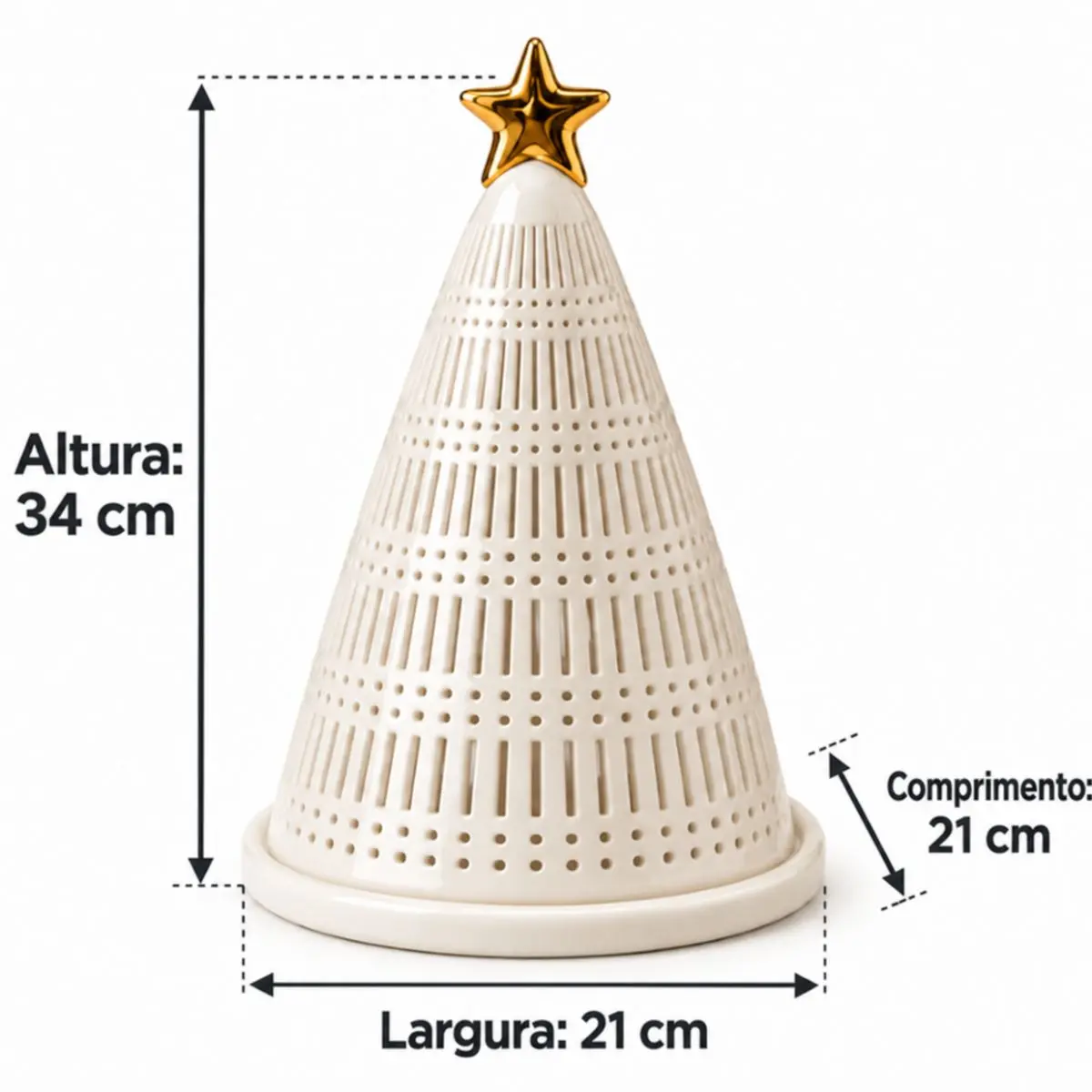 Porta-Panettone Árvore de Porcelana Branco 34x21cm
