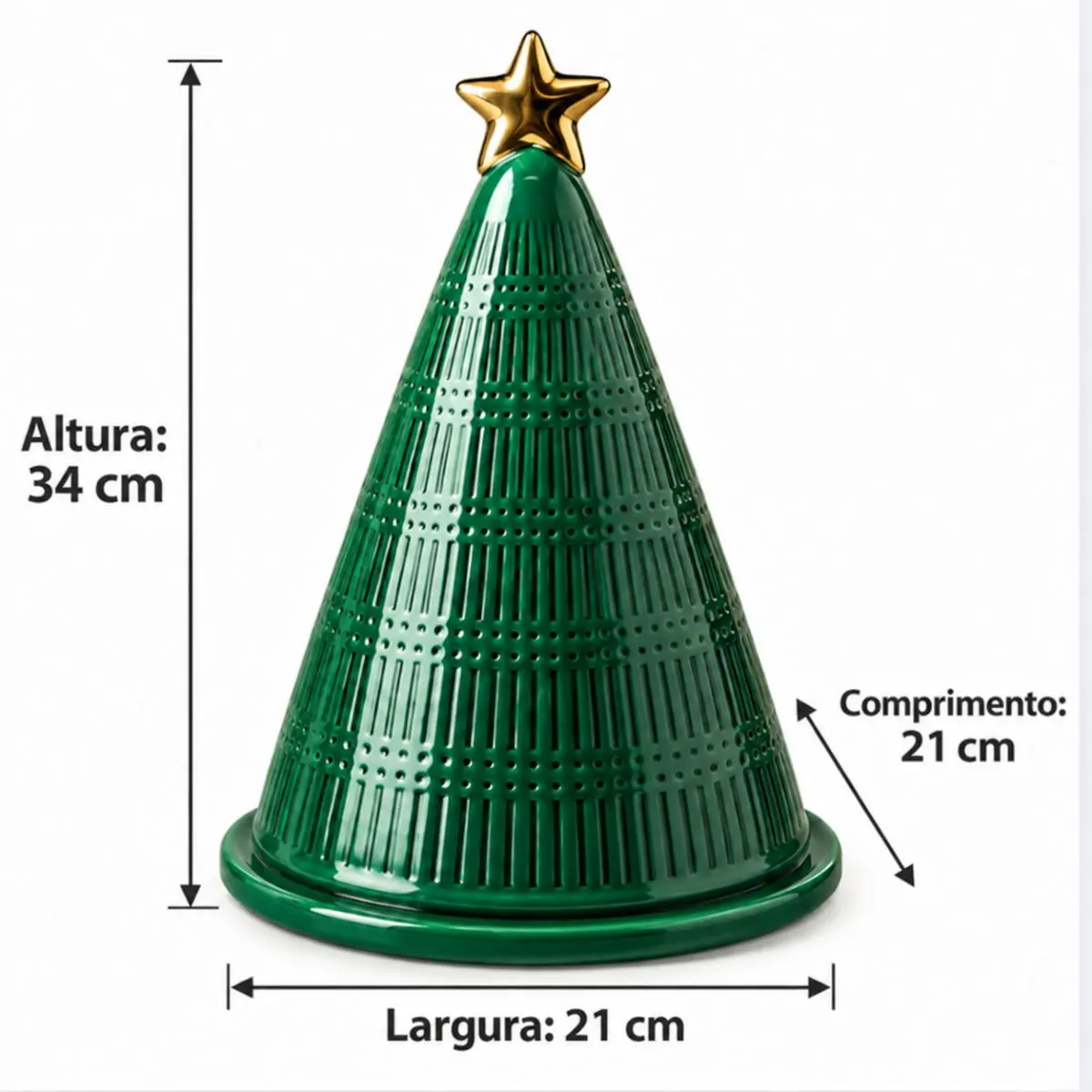 Porta-Panettone Árvore de Porcelana Verde 34x21cm
