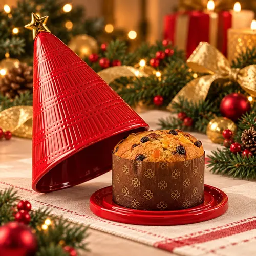 Porta-Panettone Árvore de Porcelana Vermelho 34x21cm