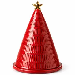 Porta-Panettone Árvore de Porcelana Vermelho 34x21cm
