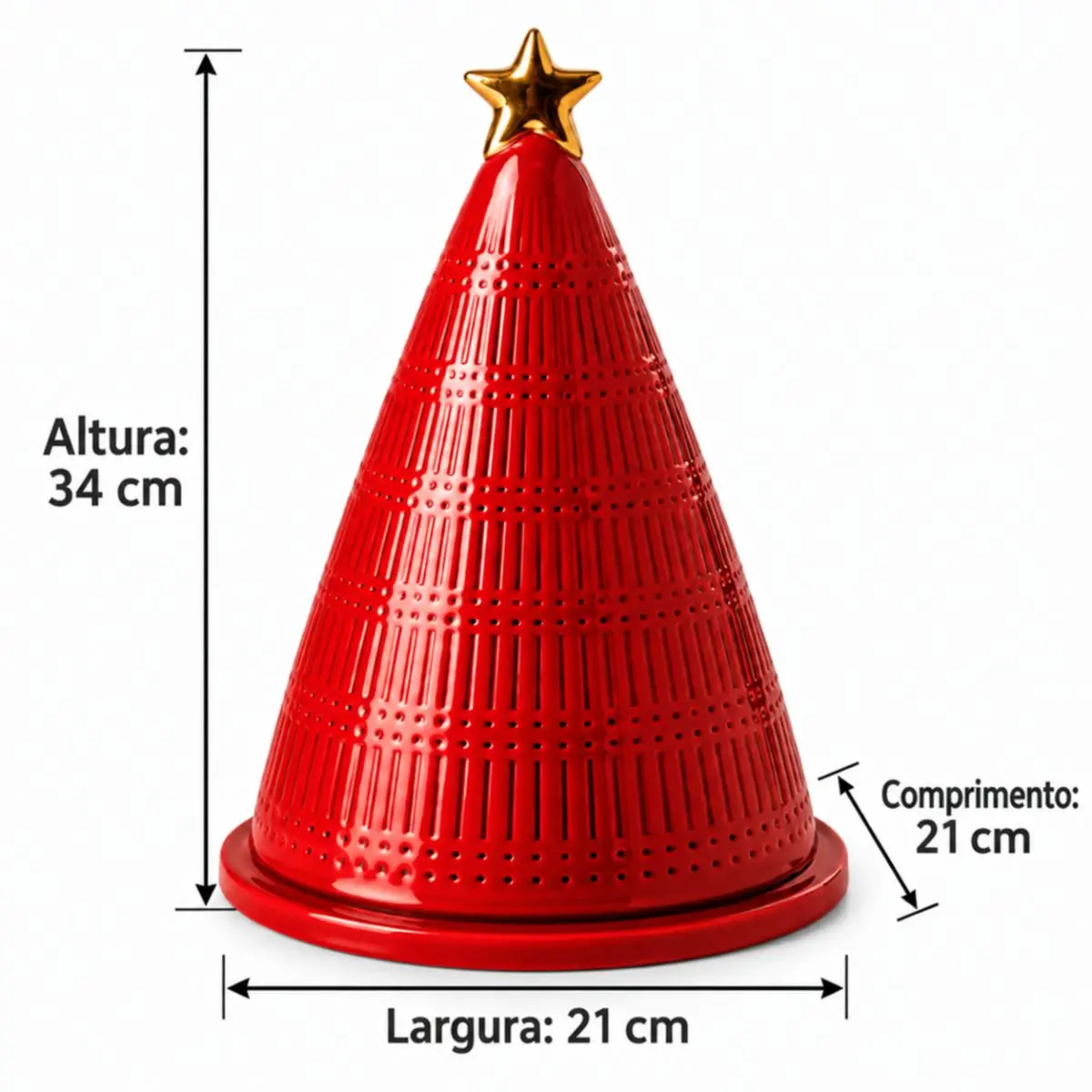 Porta-Panettone Árvore de Porcelana Vermelho 34x21cm