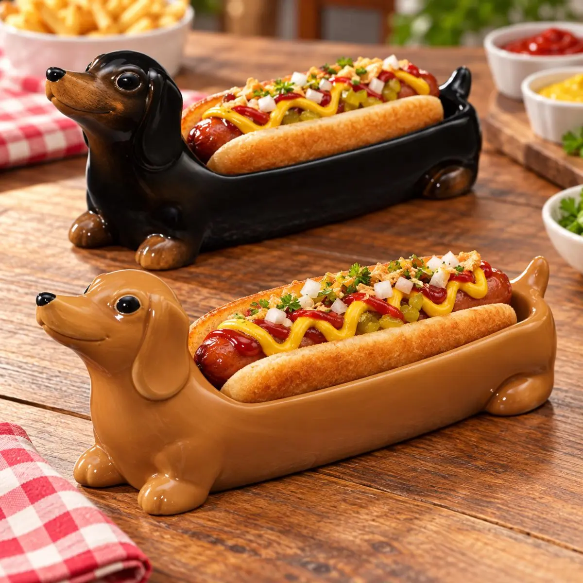 Kit 2 Petisqueiras Cachorro Salsicha Hot Dog Gourmet 29cm