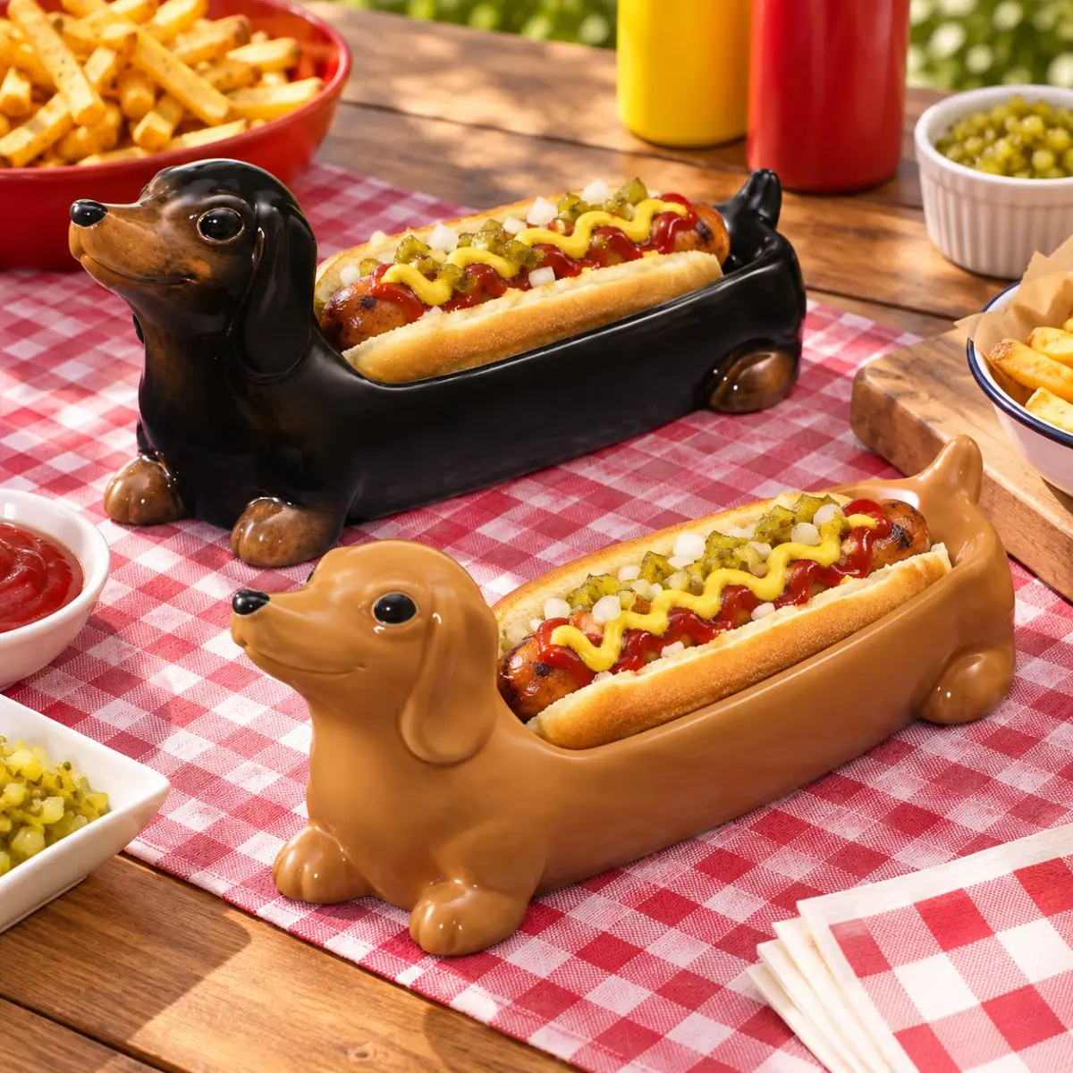 Kit 2 Petisqueiras Cachorro Salsicha Hot Dog Gourmet 29cm