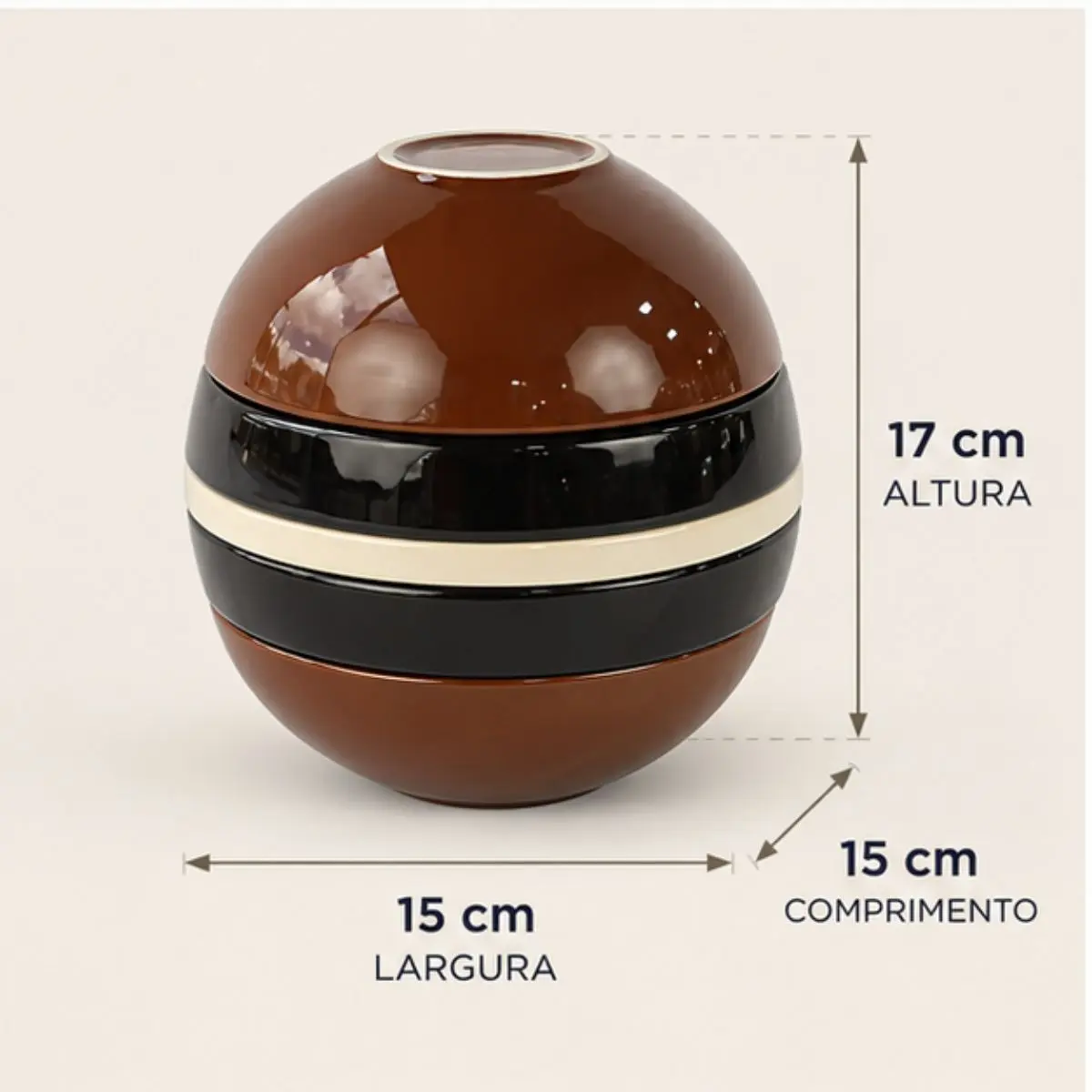 Esfera Bowl Decorativa P Marrom 17x15cm Mesa Posta Moderna
