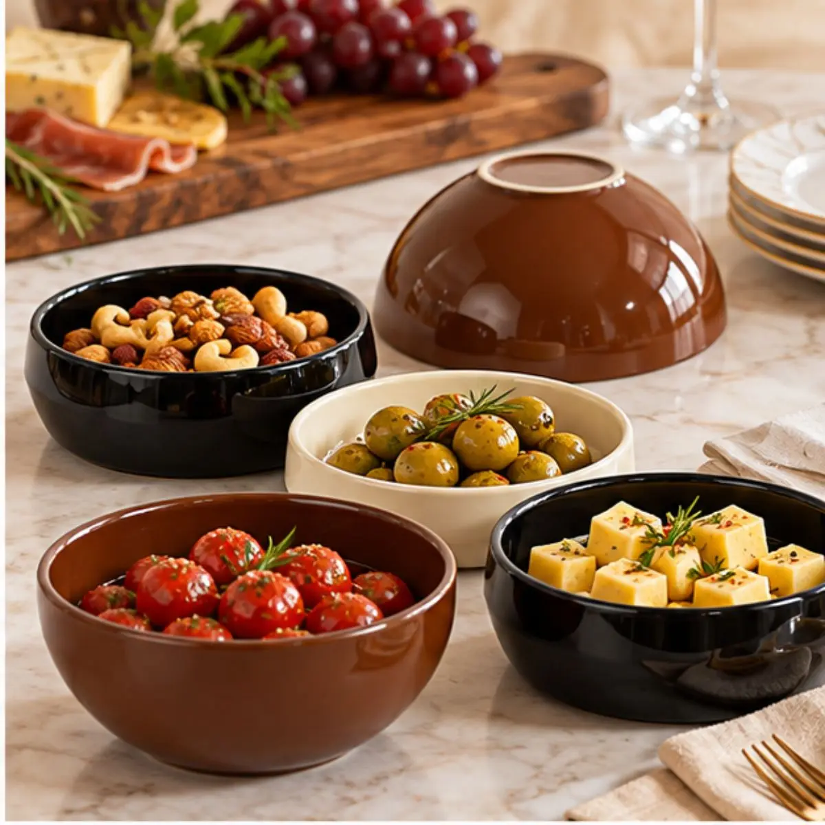 Esfera Bowl Decorativa P Marrom 17x15cm Mesa Posta Moderna