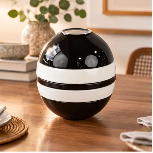 Esfera Bowl Decorativa P Preto 17x15cm Mesa Posta Moderna