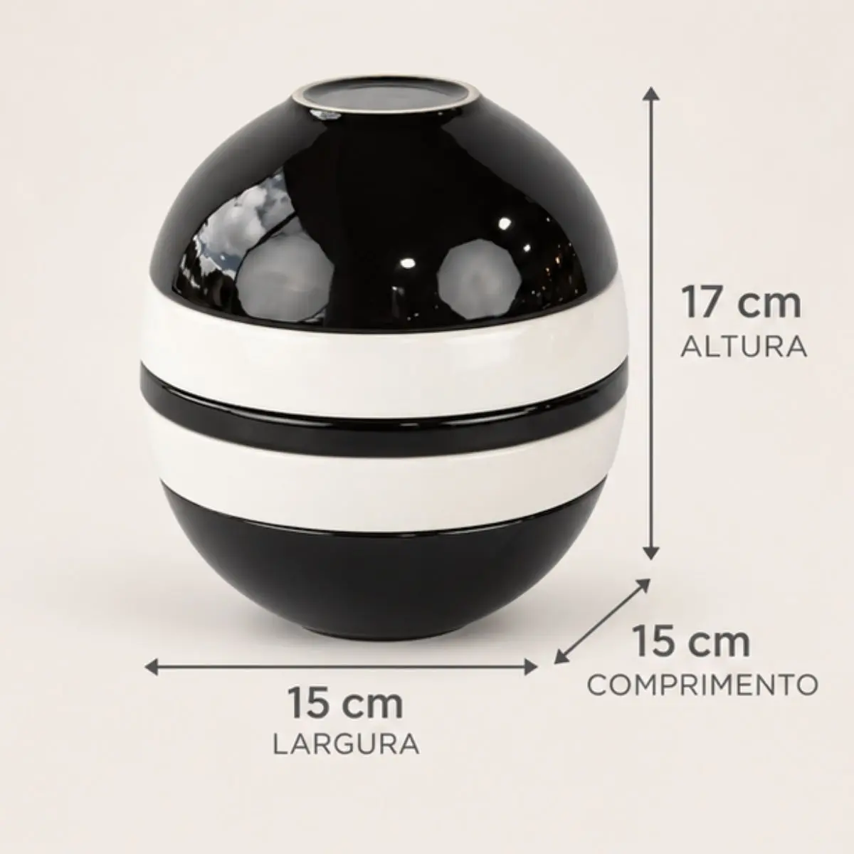 Esfera Bowl Decorativa P Preto 17x15cm Mesa Posta Moderna