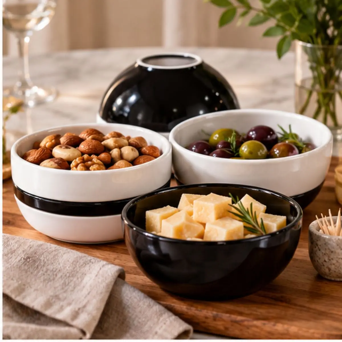 Esfera Bowl Decorativa P Preto 17x15cm Mesa Posta Moderna